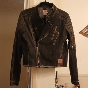 Pepe Jeans Dark Denim Jacket with Zipper Details,vintage. Sz.L‎